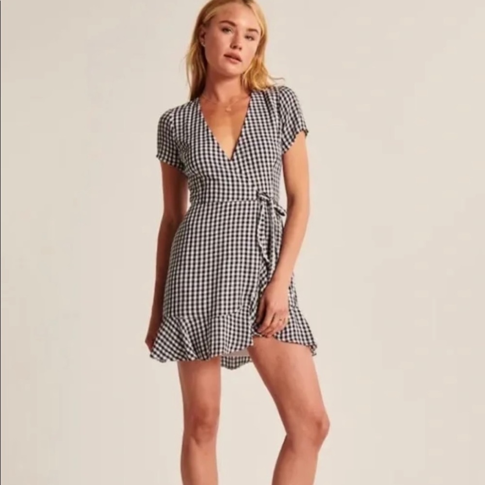 Abercrombie and Fitch: Short-Sleeve Ruffle Wrap Mini Dress